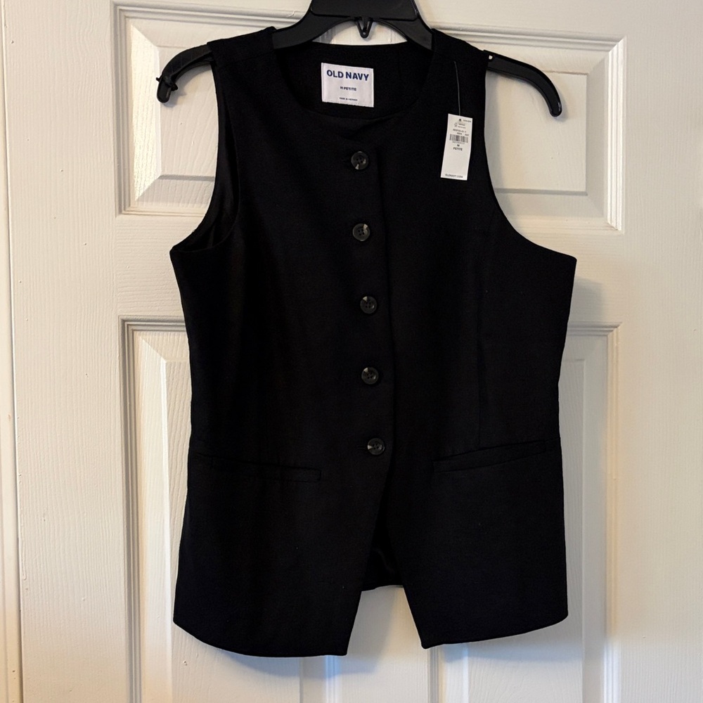 Old Navy Black Sleeveless Button Vest